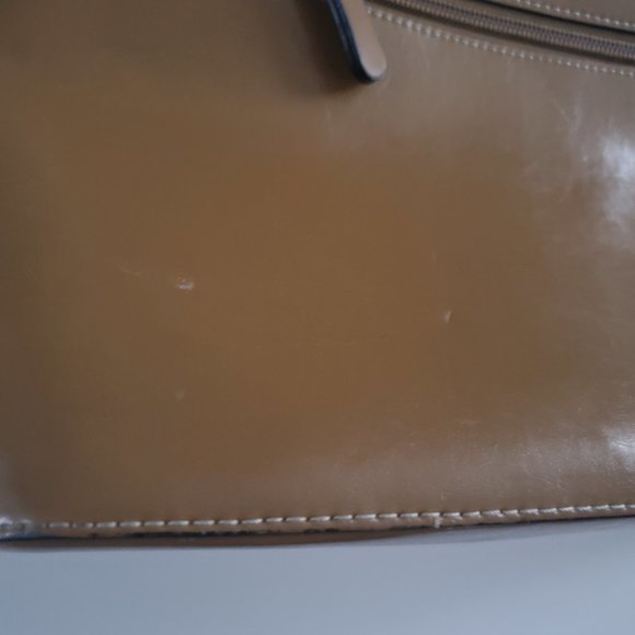 Y2K Patchwork Handbag Faux Leather Tan Black Brown Retro Revival Colourblock - Picture 6 of 9